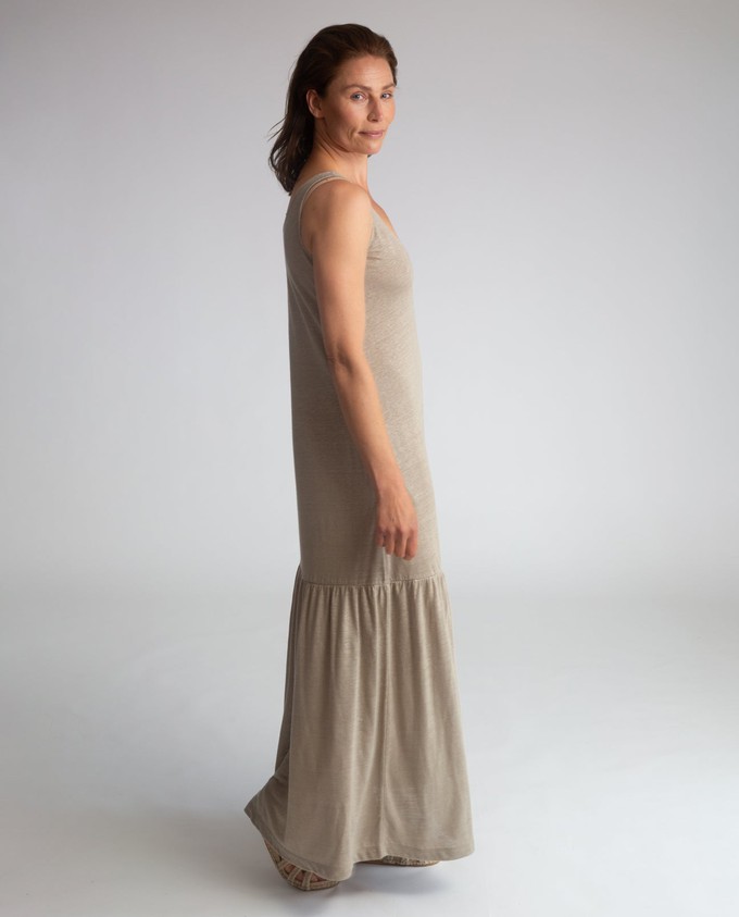 Opal Linen Jersey Dress in Olive from Beaumont Organic