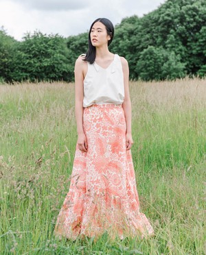 Kali Organic Cotton Skirt In Pink Print from Beaumont Organic