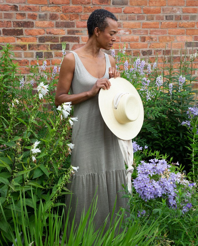 Opal Linen Jersey Dress in Olive from Beaumont Organic