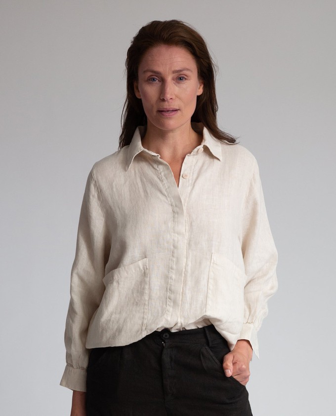 Jacqueline Linen Shirt In Bone from Beaumont Organic