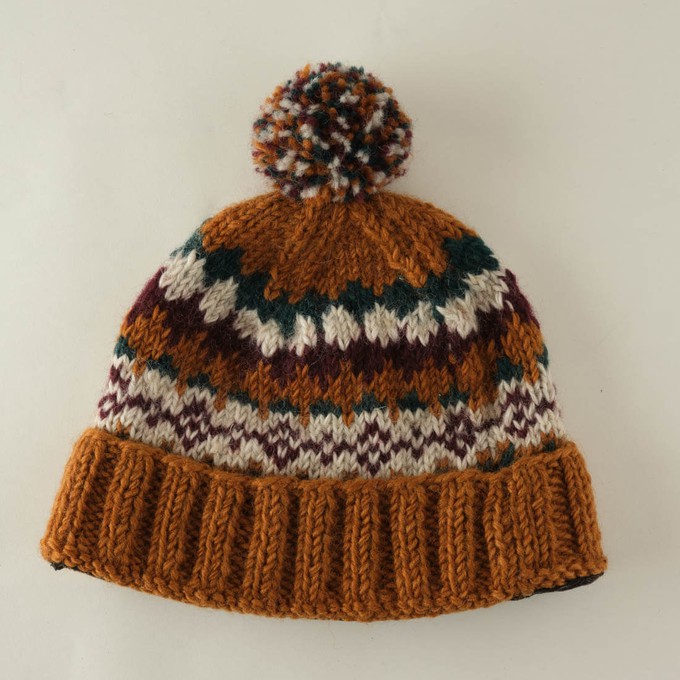 Astrid Fair Isle Wool Bobble Hat from BIBICO