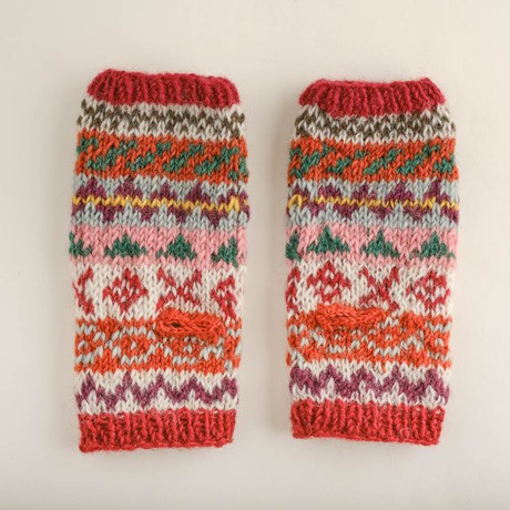 Liv Fair Isle Fingerless Knitted Mittens from BIBICO