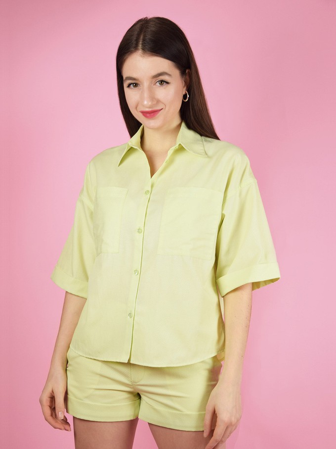 Ocean Drive Boxy Shirt, Upcycled Cotton, in Light Green from blondegonerogue