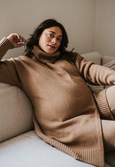 Oversized wool sweater with nursing access - Camel via Boob Design