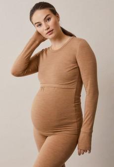 Merino wool nursing top - Brown Melange via Boob Design