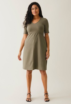 A shaped nursing dress short sleeve - Khaki Green from Boob Design