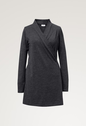 Merino wool wrap nursing dress - Dark Grey Melange from Boob Design