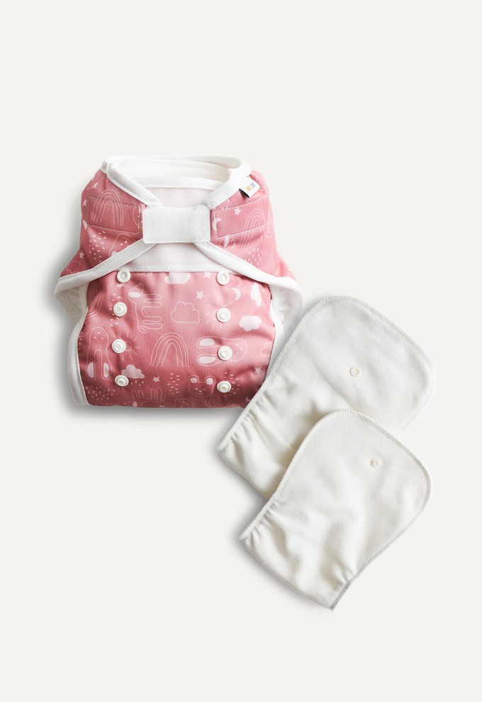 Diaper Cover and inserts - All in Two - Pink Teddy from Boob Design