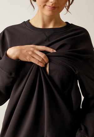 Oversized maternity sweatshirt with nursing access - Black from Boob Design