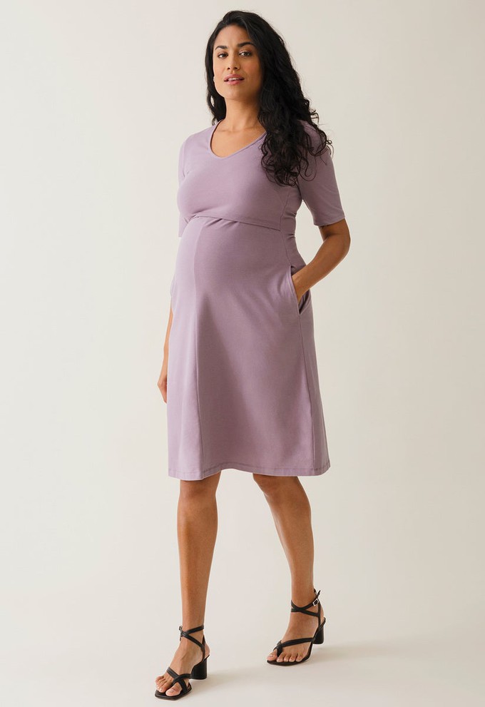 A shaped nursing dress short sleeve - Lavender from Boob Design