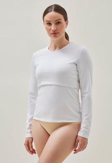 Essential nursing top long sleeve - White via Boob Design