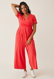 Maternity jumpsuit with nursing access - Red via Boob Design