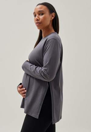 Maternity t-shirt long sleeve - Washed grey from Boob Design