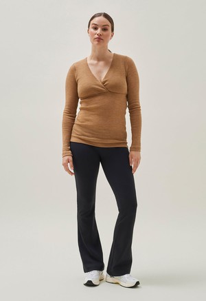 Ribbed merino wool nursing top - Brown Melange from Boob Design