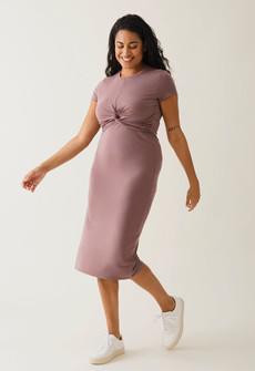 Maternity party dress with nursing access - Dark Mauve via Boob Design