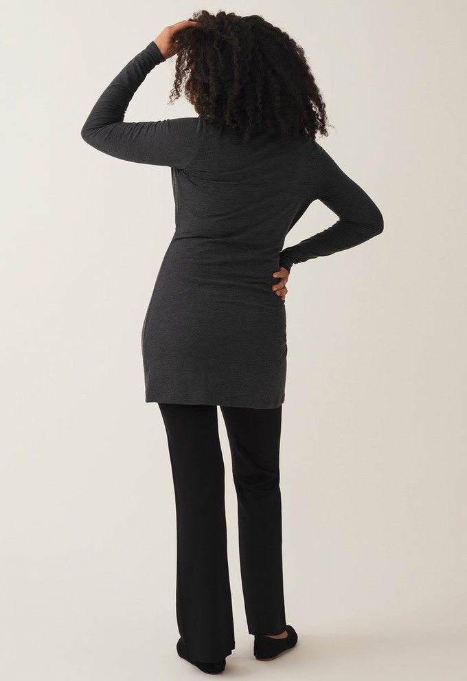 Merino wool wrap nursing dress - Dark Grey Melange from Boob Design