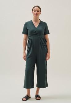 Maternity jumpsuit with nursing access - Deep Green via Boob Design