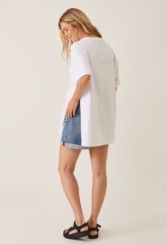 Oversized maternity t-shirt with slit - White from Boob Design