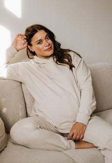 Maternity hoodie with nursing access - Light Beige via Boob Design