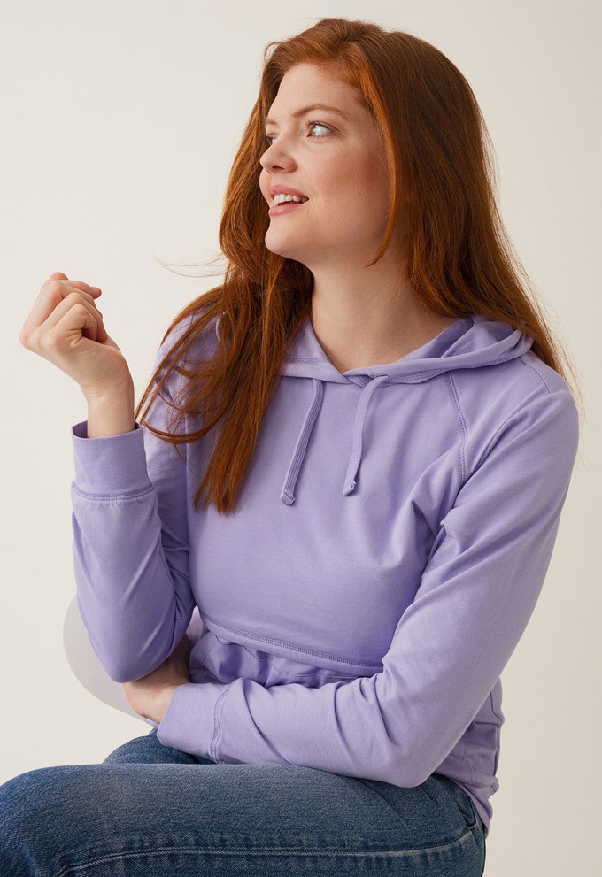 Fleece lined maternity hoodie with nursing access - Lilac from Boob Design