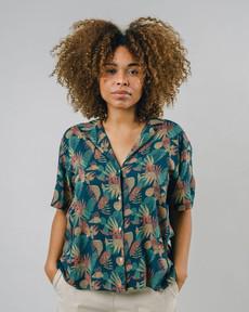 Flower Vichy Aloha Blouse Navy via Brava Fabrics