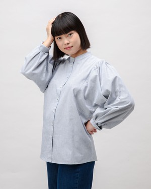 Pinstripes Romantic Cotton Blouse Indigo from Brava Fabrics