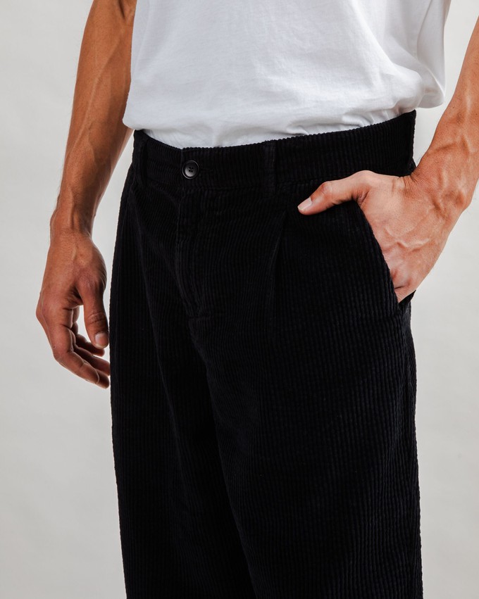 Corduroy Pleated Chino Pants Black from Brava Fabrics