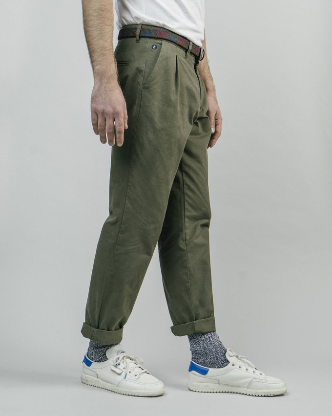 Pleated Chino Pants Olive from Brava Fabrics