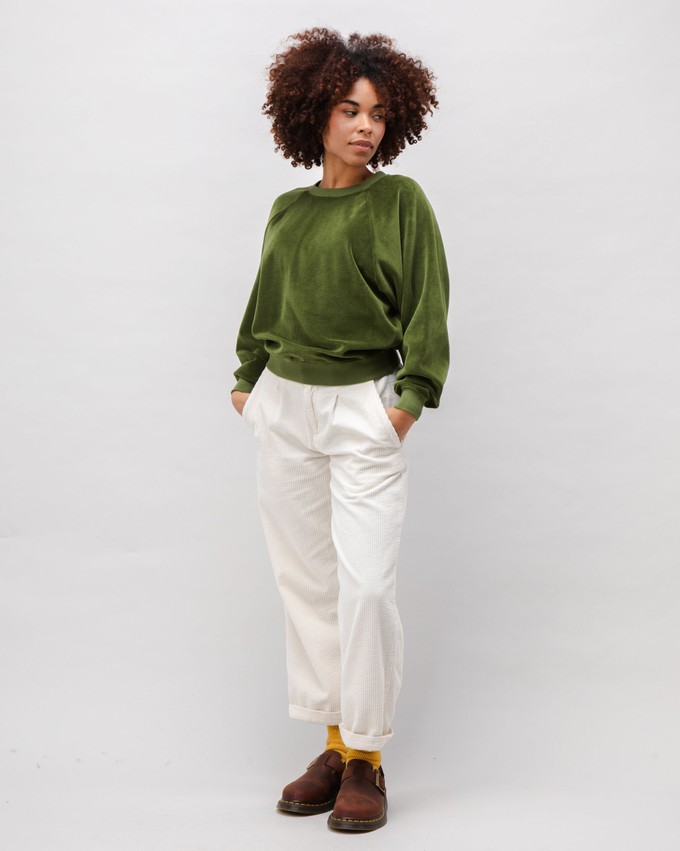 Velvet Raglan Cotton Sweatshirt Green from Brava Fabrics