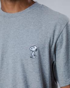 Peanuts Snoopy Patch T-shirt Grey Melange via Brava Fabrics