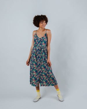 Flower Vichy Strap Dress Navy from Brava Fabrics