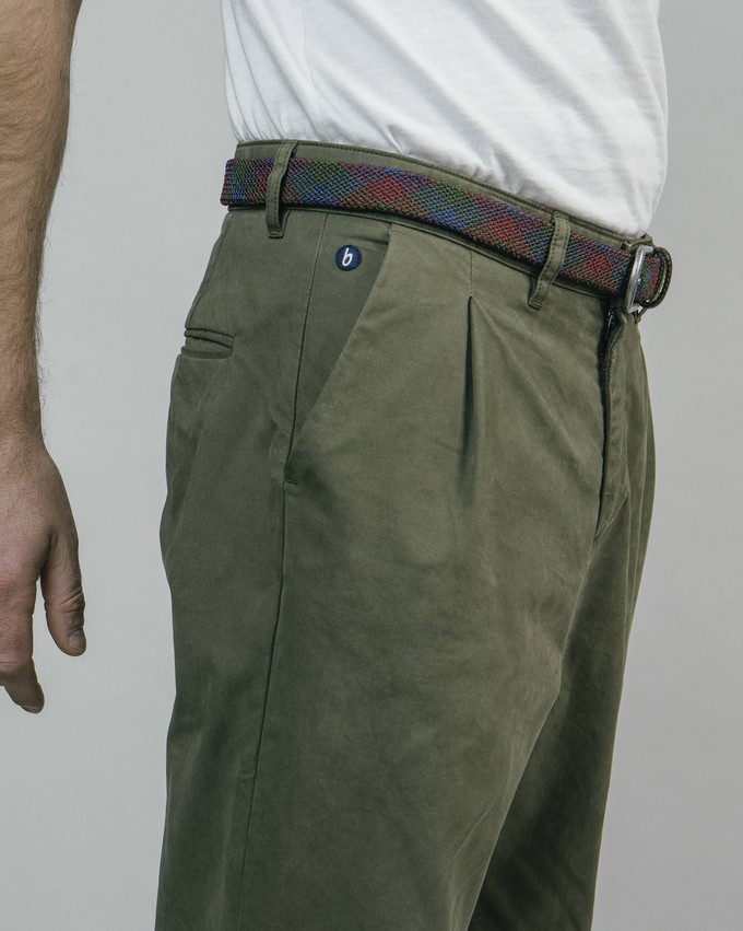 Pleated Chino Pants Olive from Brava Fabrics