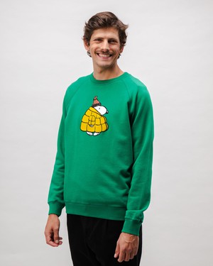 Peanuts Snow Cotton Sweatshirt Green from Brava Fabrics