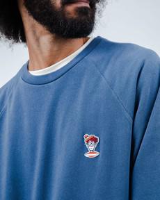 Where's Wally Patch Sweatshirt Blue via Brava Fabrics