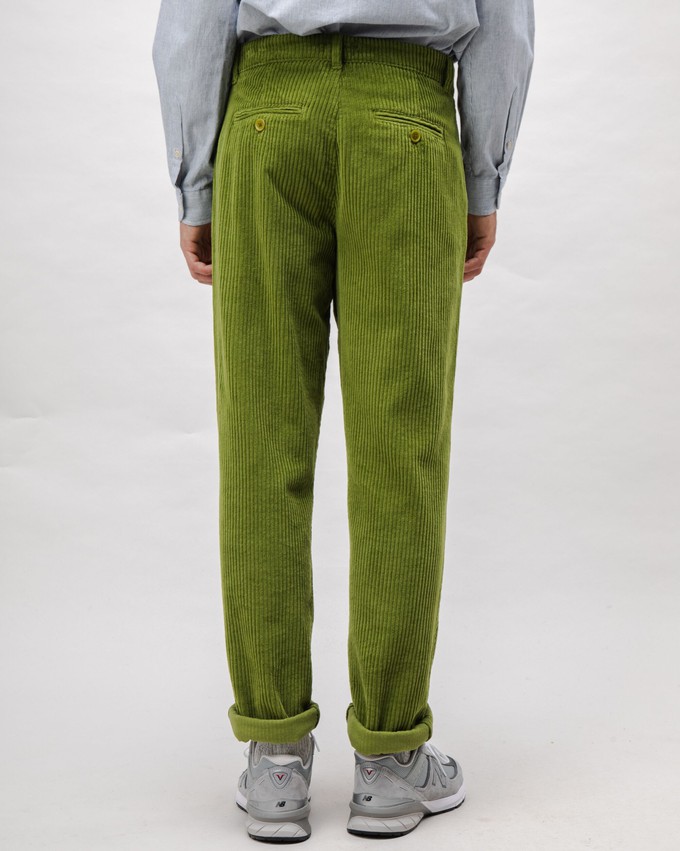 Corduroy Pleated Chino Pants Green from Brava Fabrics