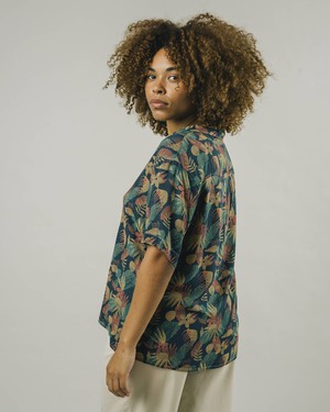 Flower Vichy Aloha Blouse Navy from Brava Fabrics