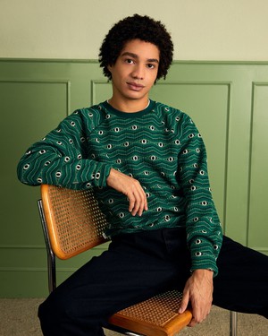 Eyes Jacquard Sweatshirt Green from Brava Fabrics