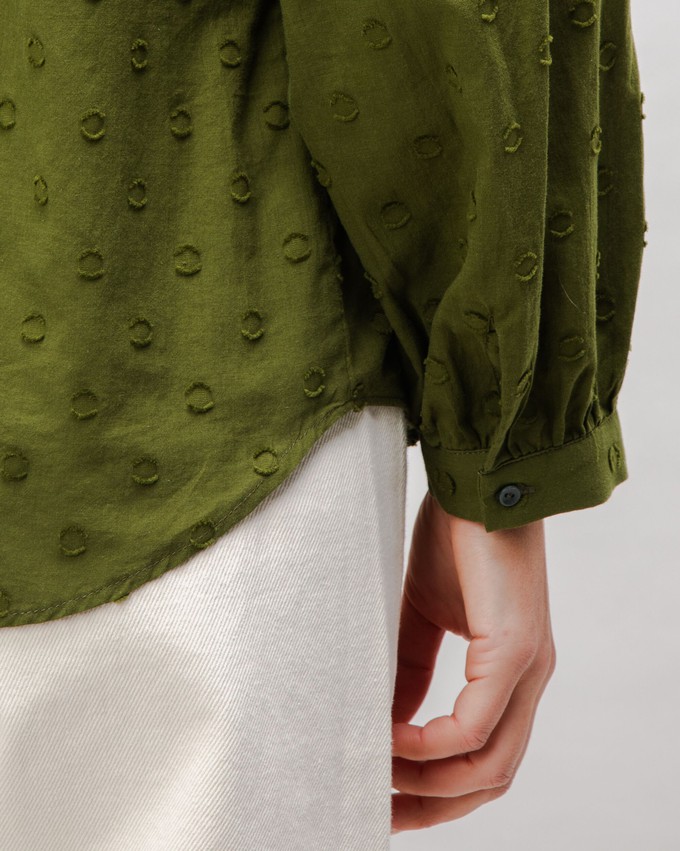 Polka Dot Romantic Cotton Blouse Green from Brava Fabrics