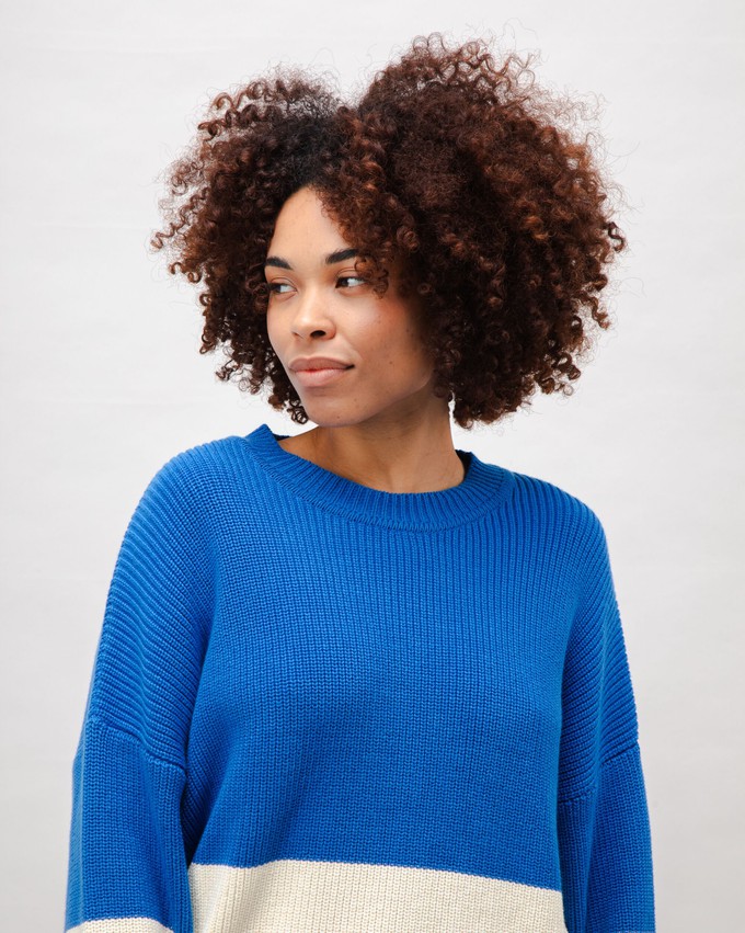 Bicolor Cotton Sweater Blue from Brava Fabrics