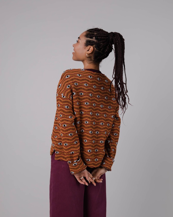 Eyes Jacquard Rounded Sweatshirt Orange from Brava Fabrics