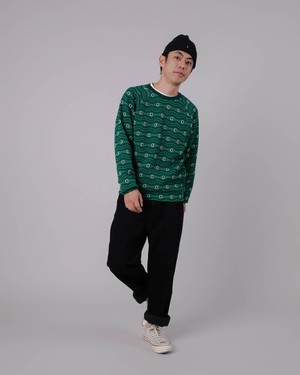 Eyes Jacquard Sweatshirt Green from Brava Fabrics