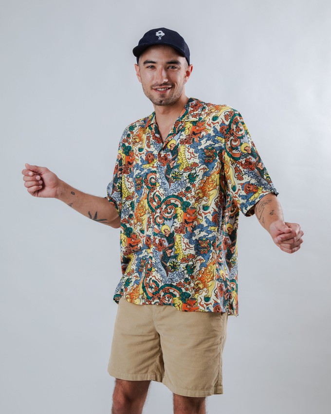 Irezumi Tattoo Aloha Shirt Ecru from Brava Fabrics