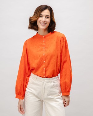 Polka Dot Romantic Cotton Blouse Orange from Brava Fabrics