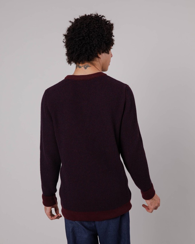 Contrast Wool Cashmere Sweater Bordeaux from Brava Fabrics