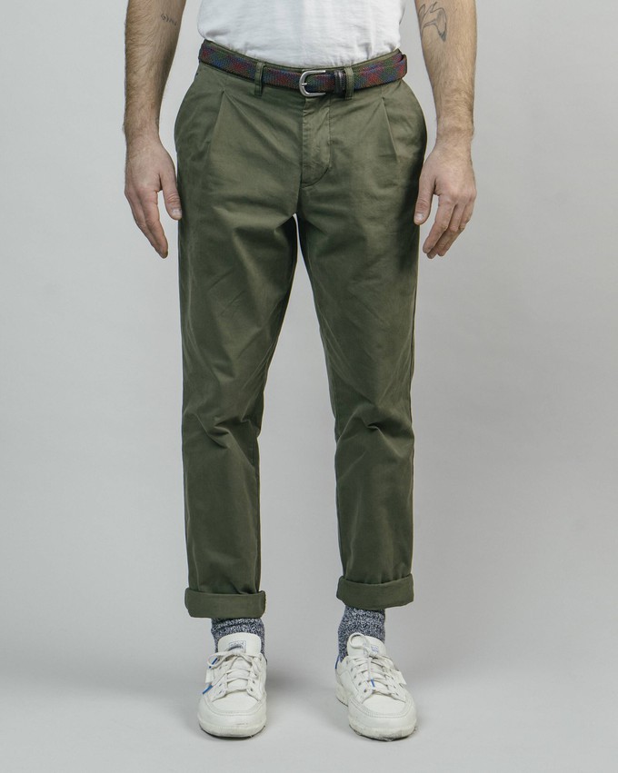 Pleated Chino Pants Olive from Brava Fabrics