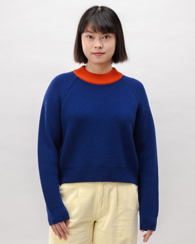 Waterfront Cropped Wool Sweater Navy from Brava Fabrics