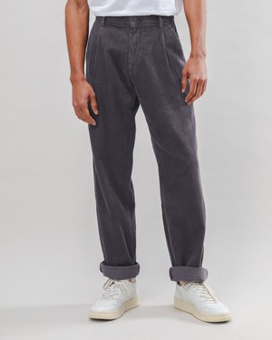 Corduroy Pleated Chino Pants Dark Grey from Brava Fabrics