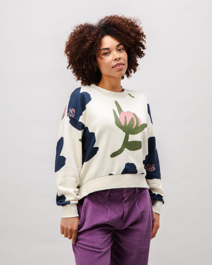 Bloom Rounded Cotton Sweatshirt Ecru from Brava Fabrics