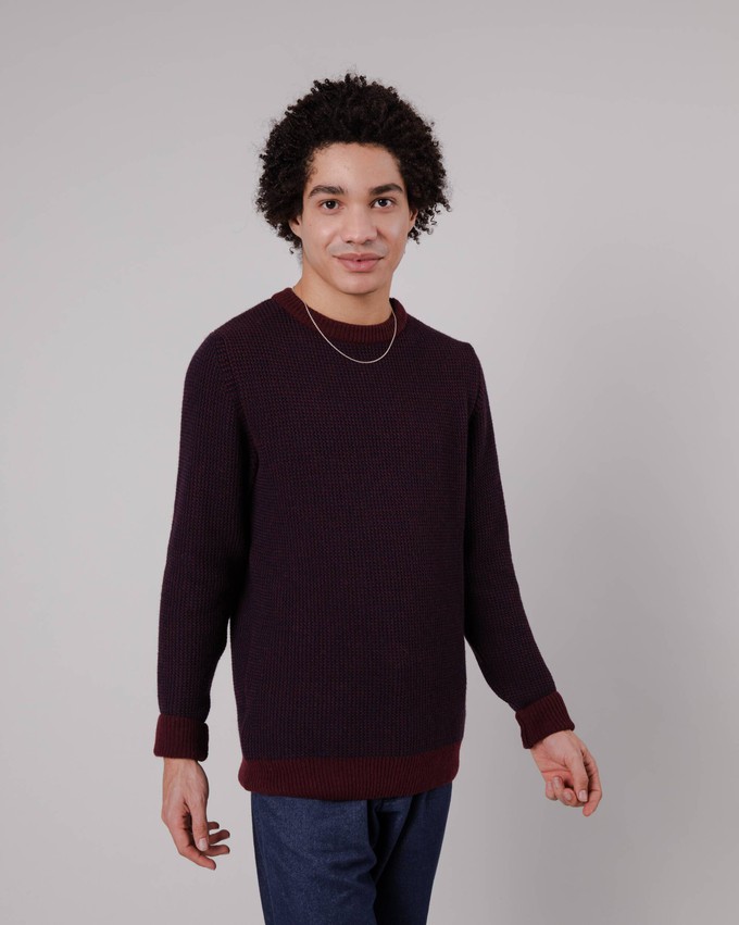 Contrast Wool Cashmere Sweater Bordeaux from Brava Fabrics