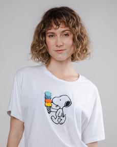 Peanuts Icecream Oversize Tee White via Brava Fabrics